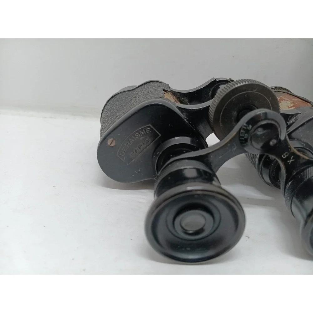 Deraisme Paris Mayrop 8 X 25 Binoculars With Leather Case Vintage Militaria